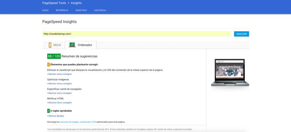 google-page-speed-insights-tu-web-startup